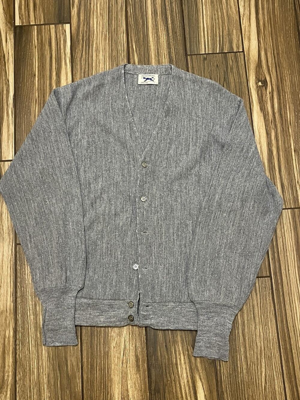 Vintage 80s JC Penny The Fox Sweater Cardigan Mens Large Mr Rogers Kurt Cobain